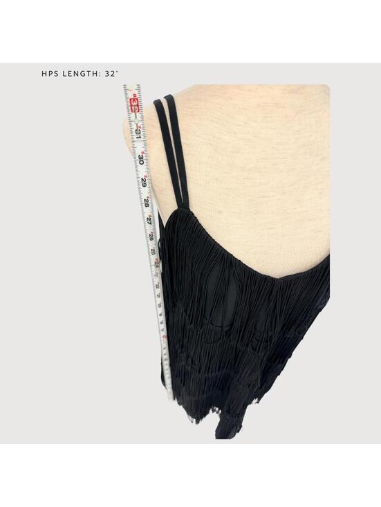 Zara Fringe Mini Dress Black Strappy Party Dress 4 - Picture 8 of 8